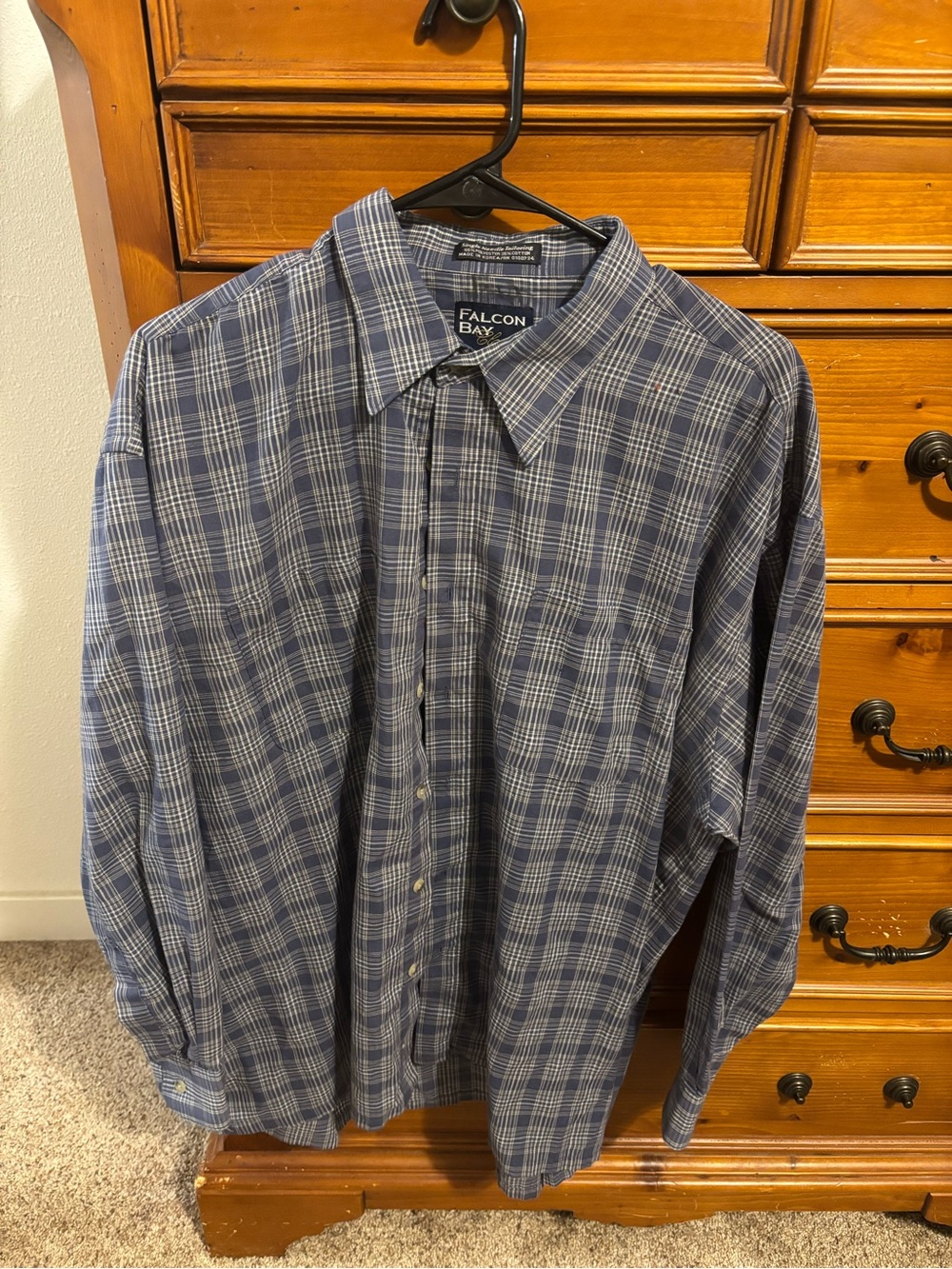 Men's Blue Plaid Button-Up Shirt